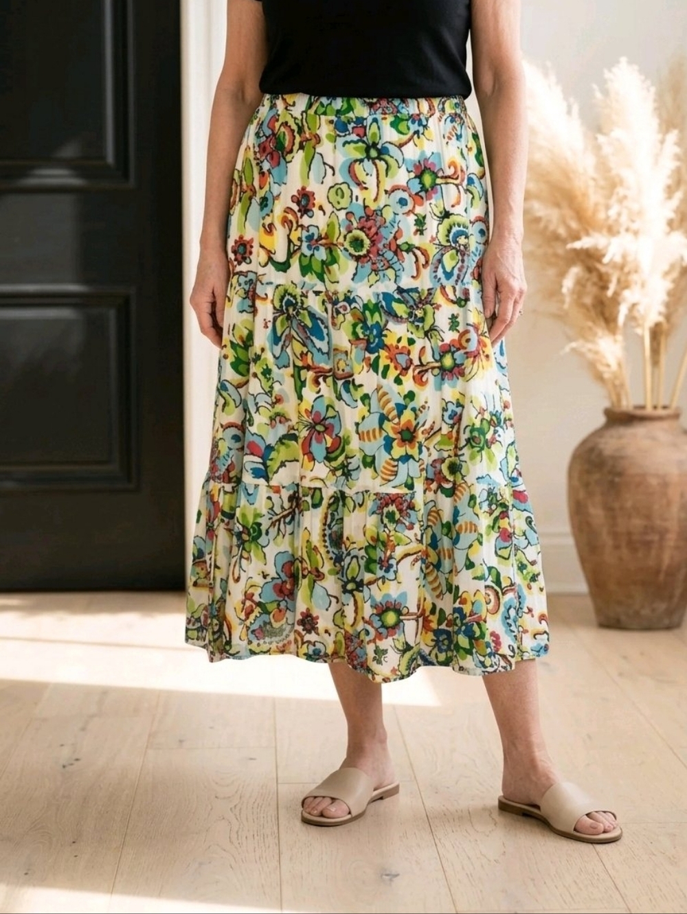 Carefree Floral Midi Hippie Skirt  Women’s Size XL 18-16